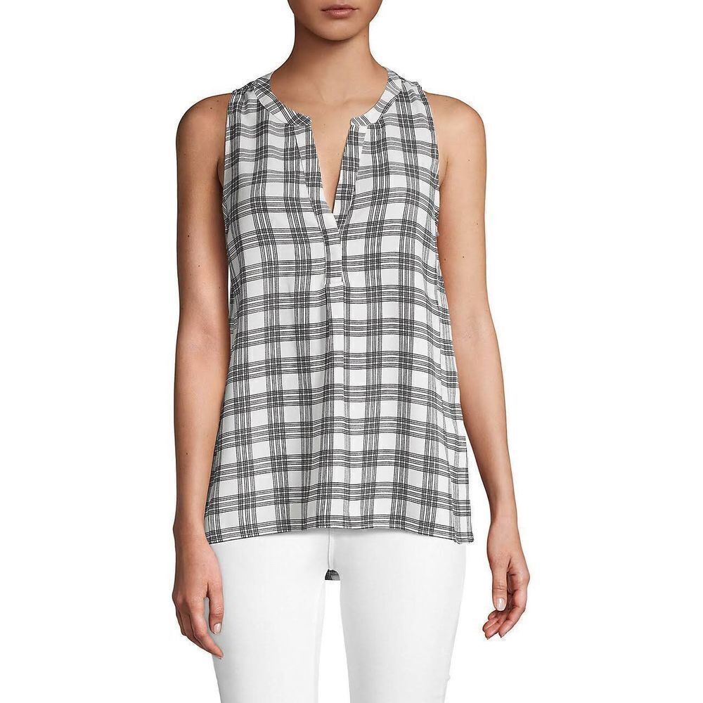 Joie Aruna Checkered Sleeveless Gingham Blouse Size M
